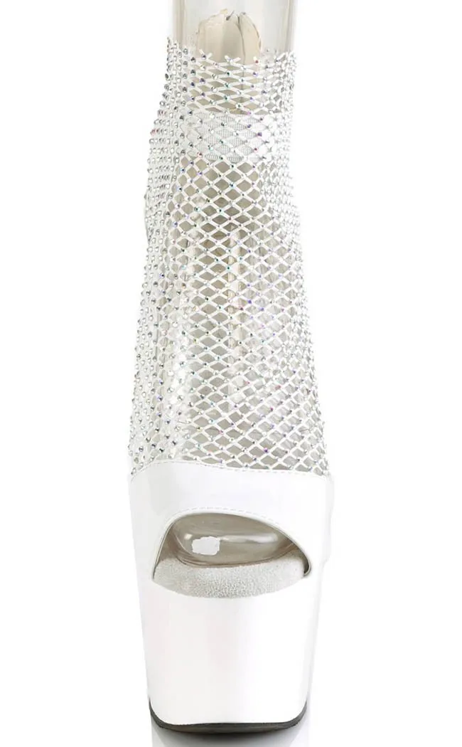 ADORE-765RM White Patent Rhinestone Mesh Heels