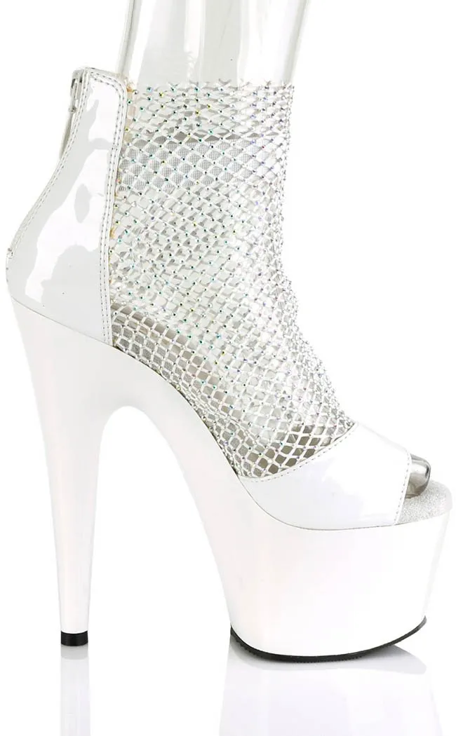 ADORE-765RM White Patent Rhinestone Mesh Heels