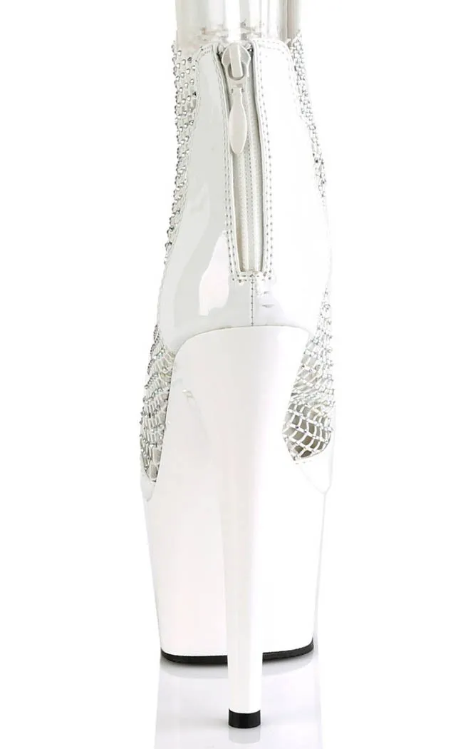 ADORE-765RM White Patent Rhinestone Mesh Heels