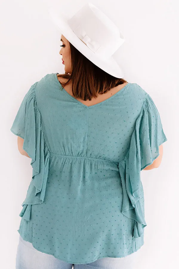 Ahead Of The Curve Babydoll Top In Turquoise Curves