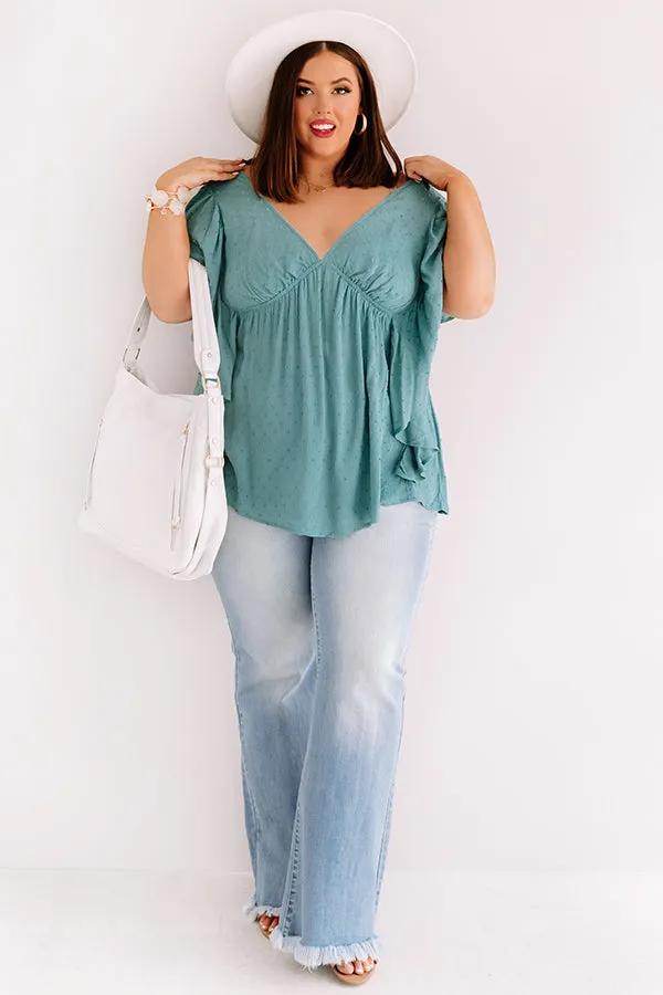 Ahead Of The Curve Babydoll Top In Turquoise Curves