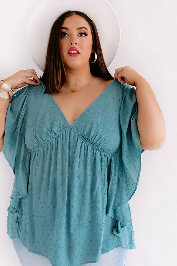 Ahead Of The Curve Babydoll Top In Turquoise Curves