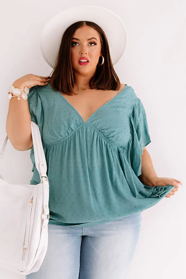 Ahead Of The Curve Babydoll Top In Turquoise Curves