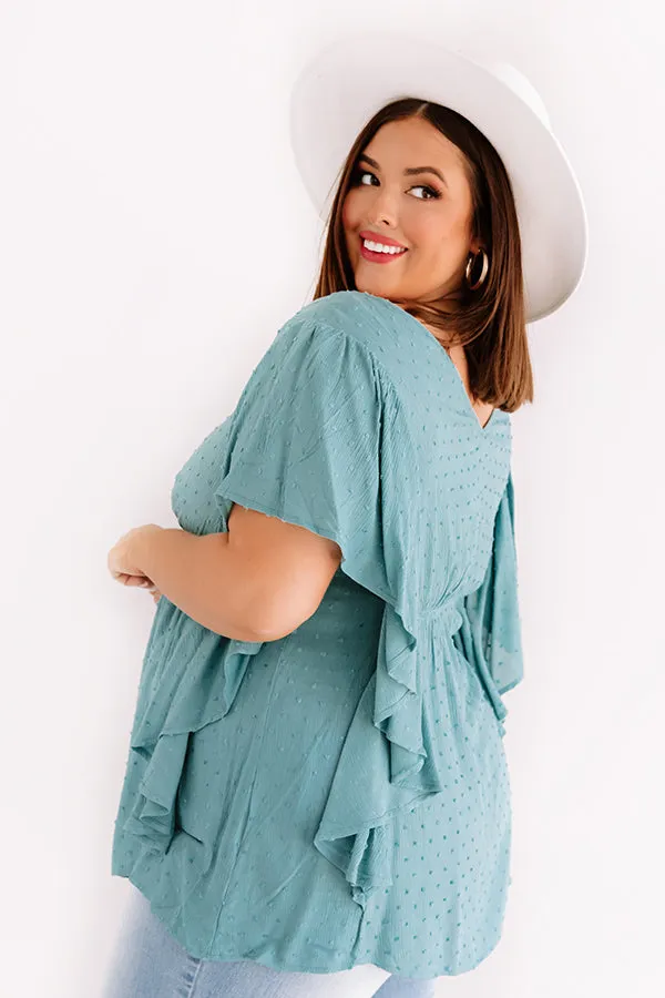 Ahead Of The Curve Babydoll Top In Turquoise Curves