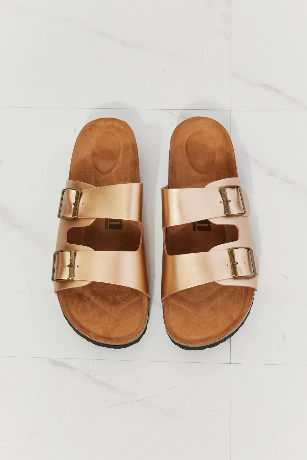 *APP EXCLUSIVE* Double-Banded Slide Sandal in Rose Gold