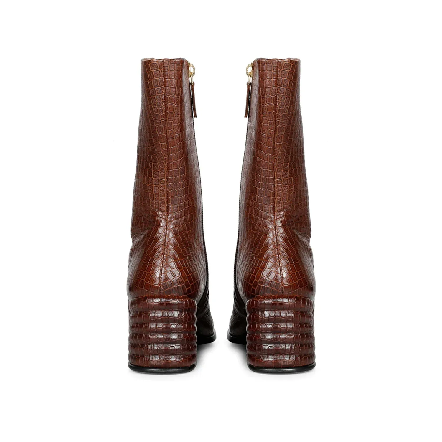 Ava Brown Snake Embossed Leather Calf Boots