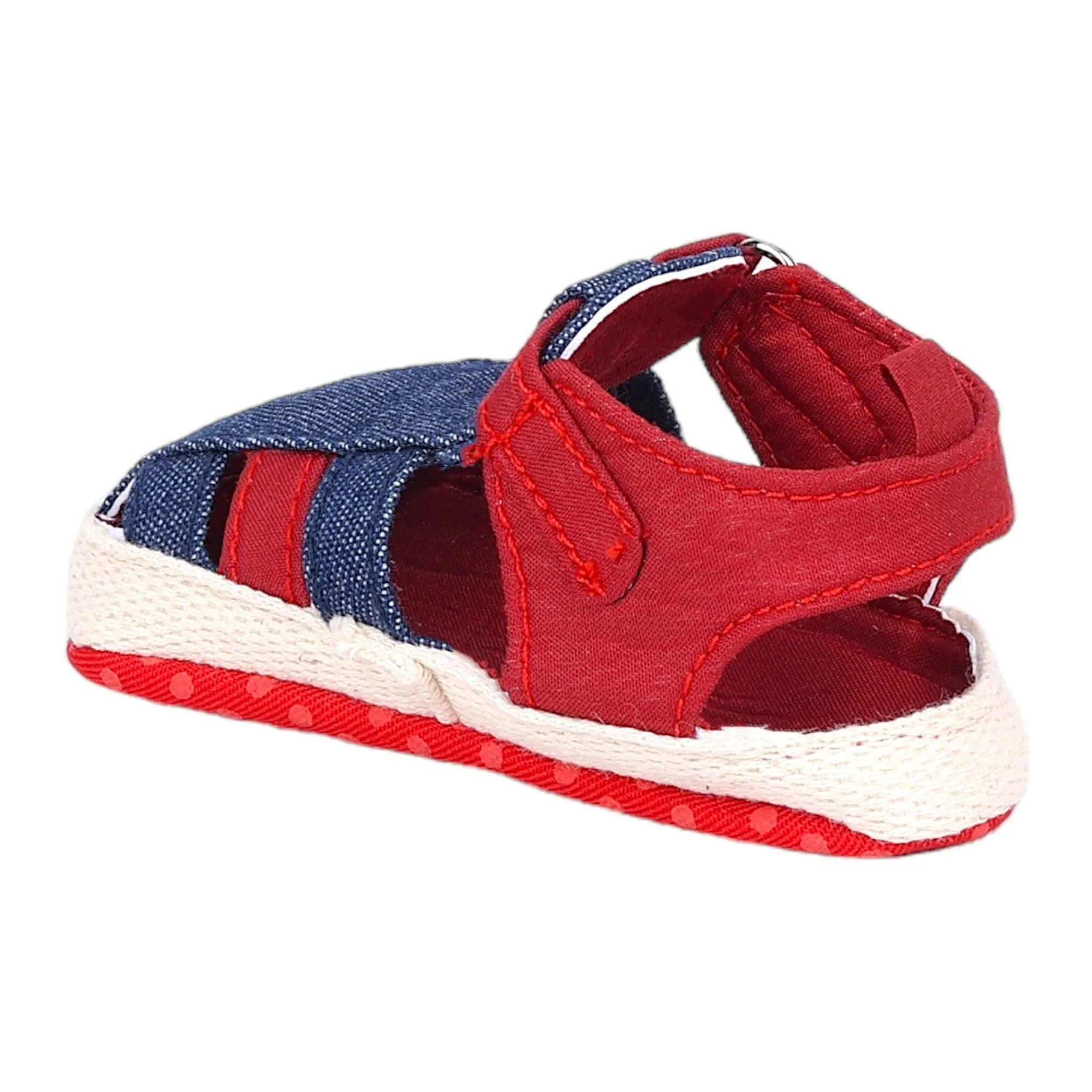 Baby Moo Stylish Denim Breathable Velcro Straps Anti-Skid Sandals - Blue