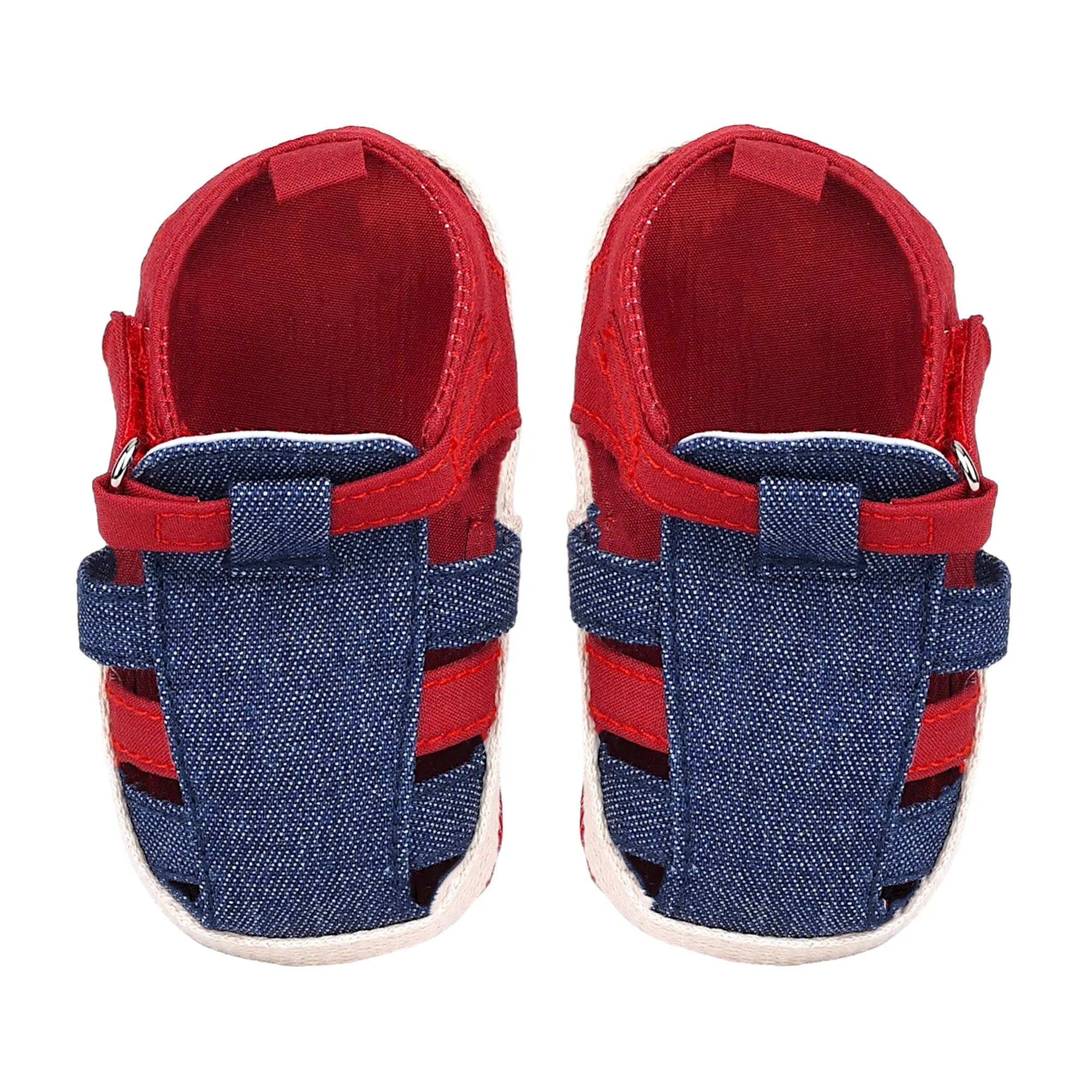 Baby Moo Stylish Denim Breathable Velcro Straps Anti-Skid Sandals - Blue