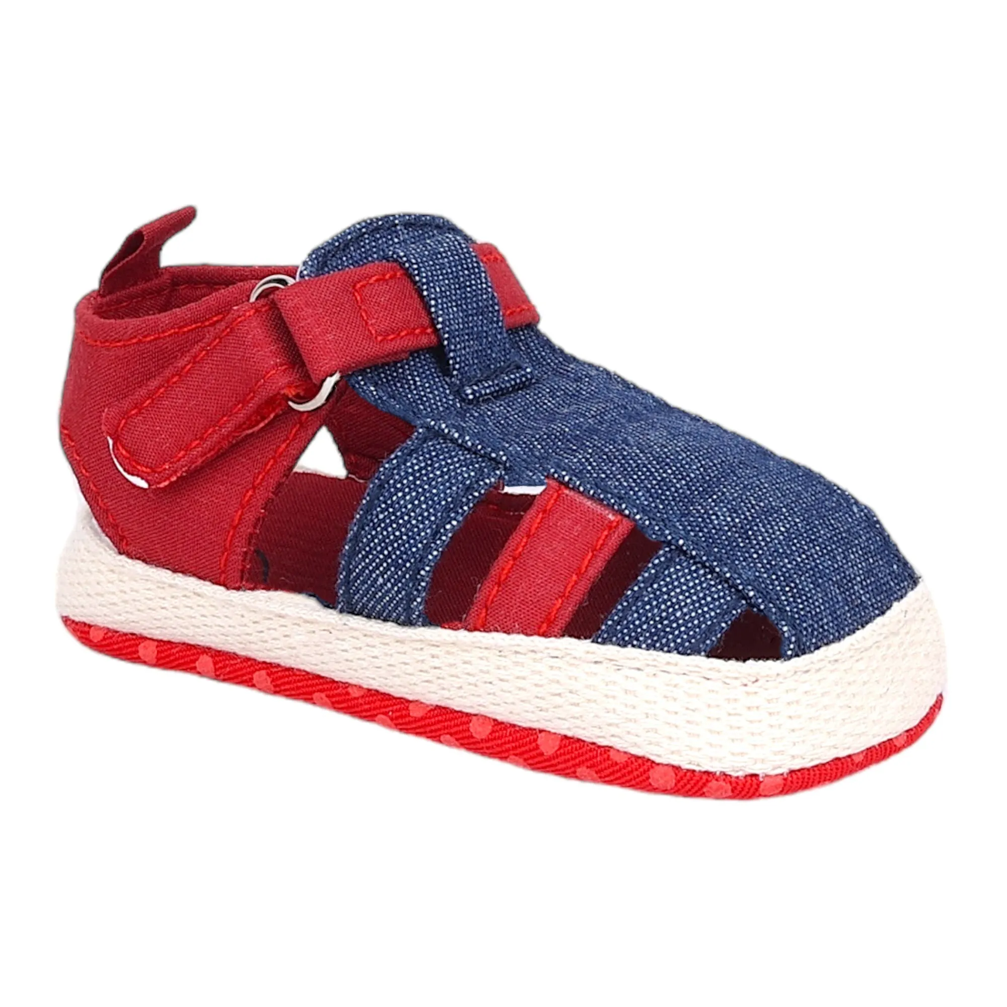 Baby Moo Stylish Denim Breathable Velcro Straps Anti-Skid Sandals - Blue