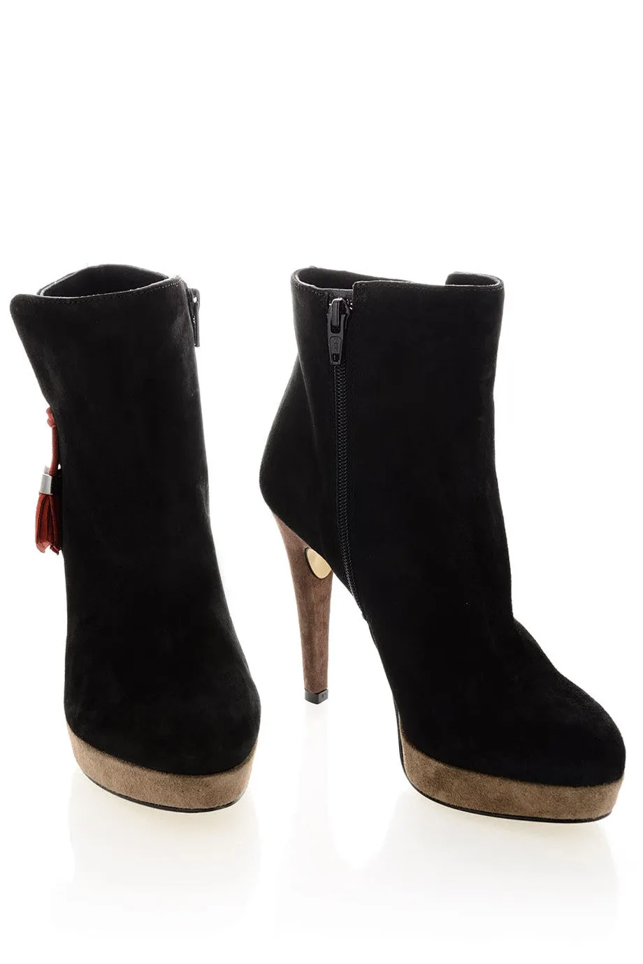 BARBARA BUCCI JULIANA Black Suede Ankle Boots