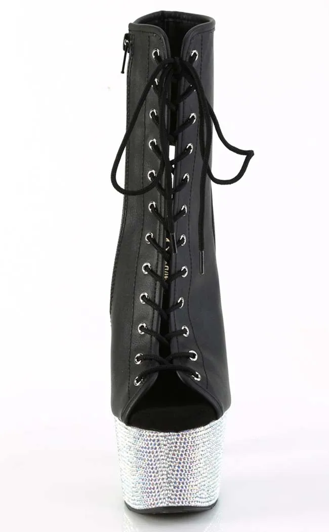 BEJEWELED-1016-7 Black & Silver Rhinestone Boots