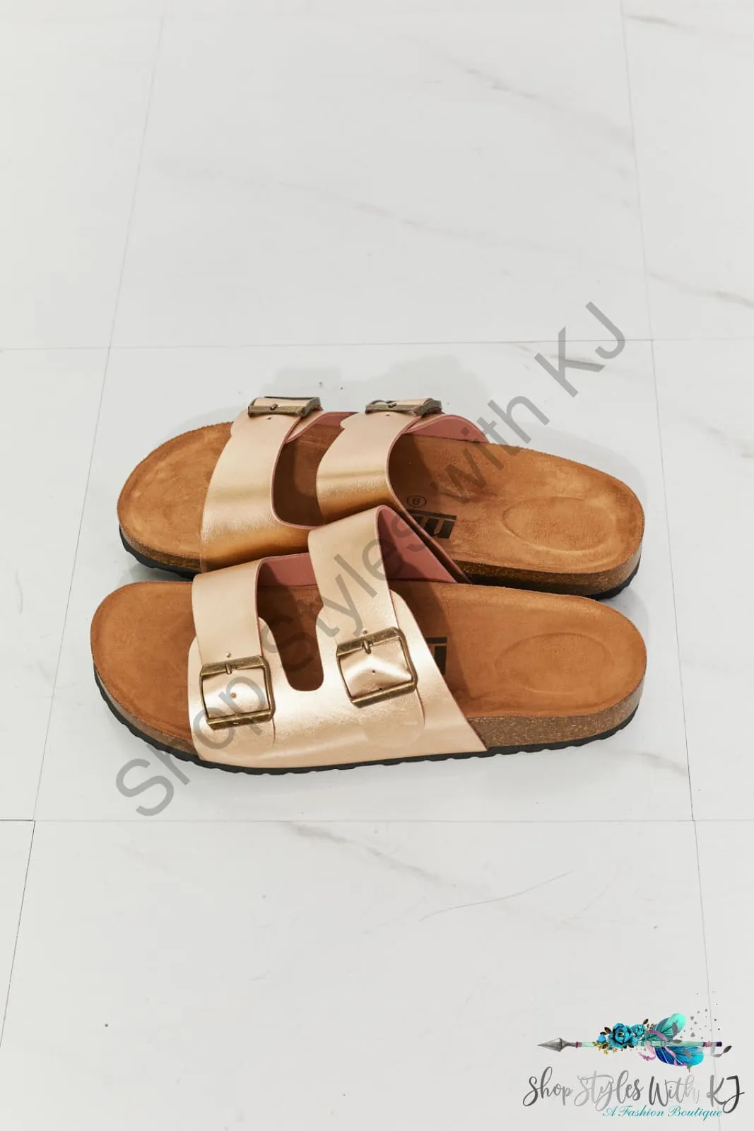 Best Life Double-Banded Slide Sandal in Gold