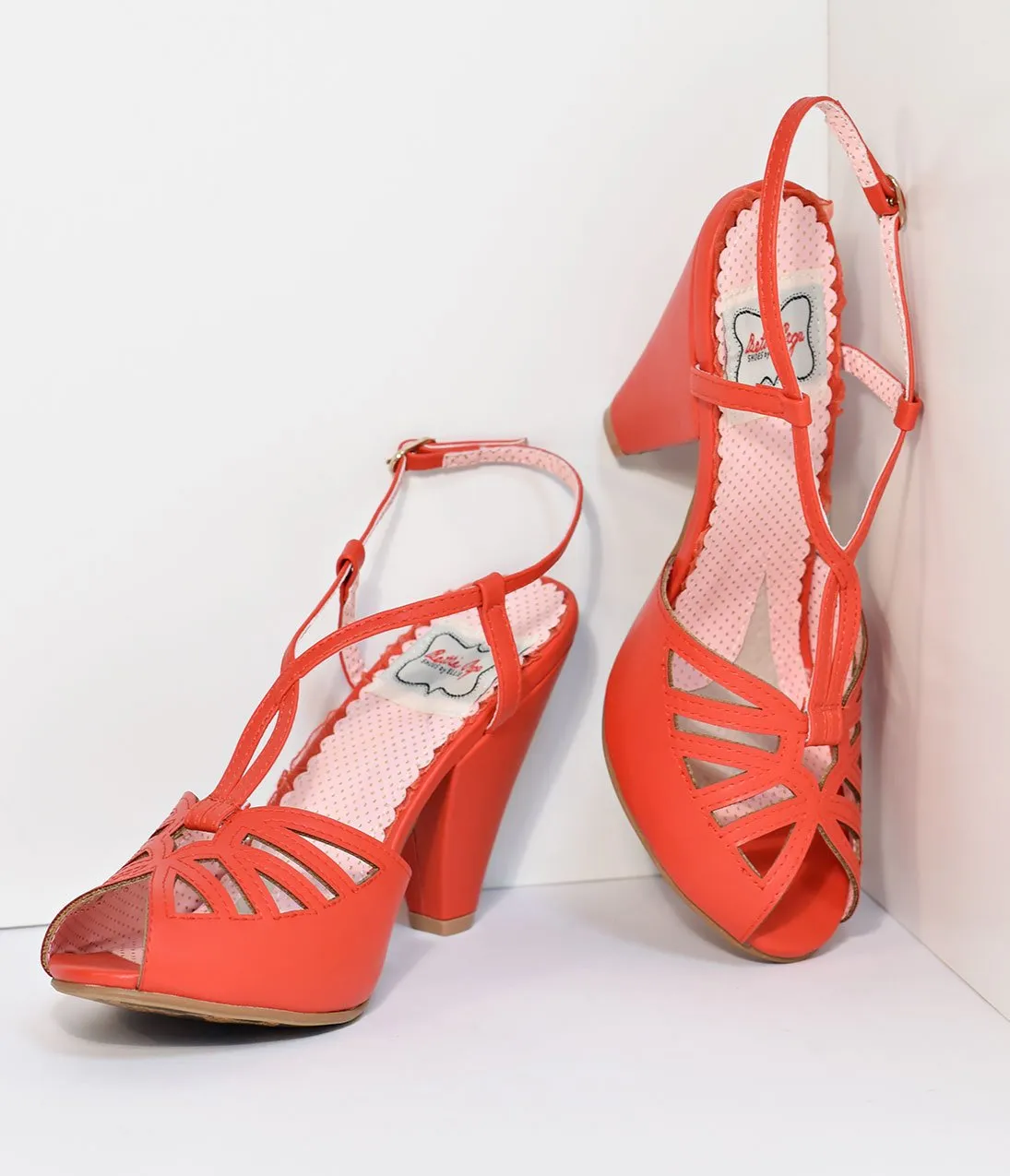 Bettie Page Red Slingback Cut-Out Aria Heels