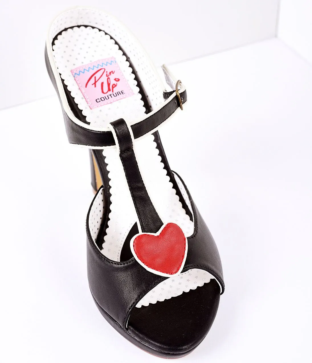 Black Faux Leather Heart Detail Sandal