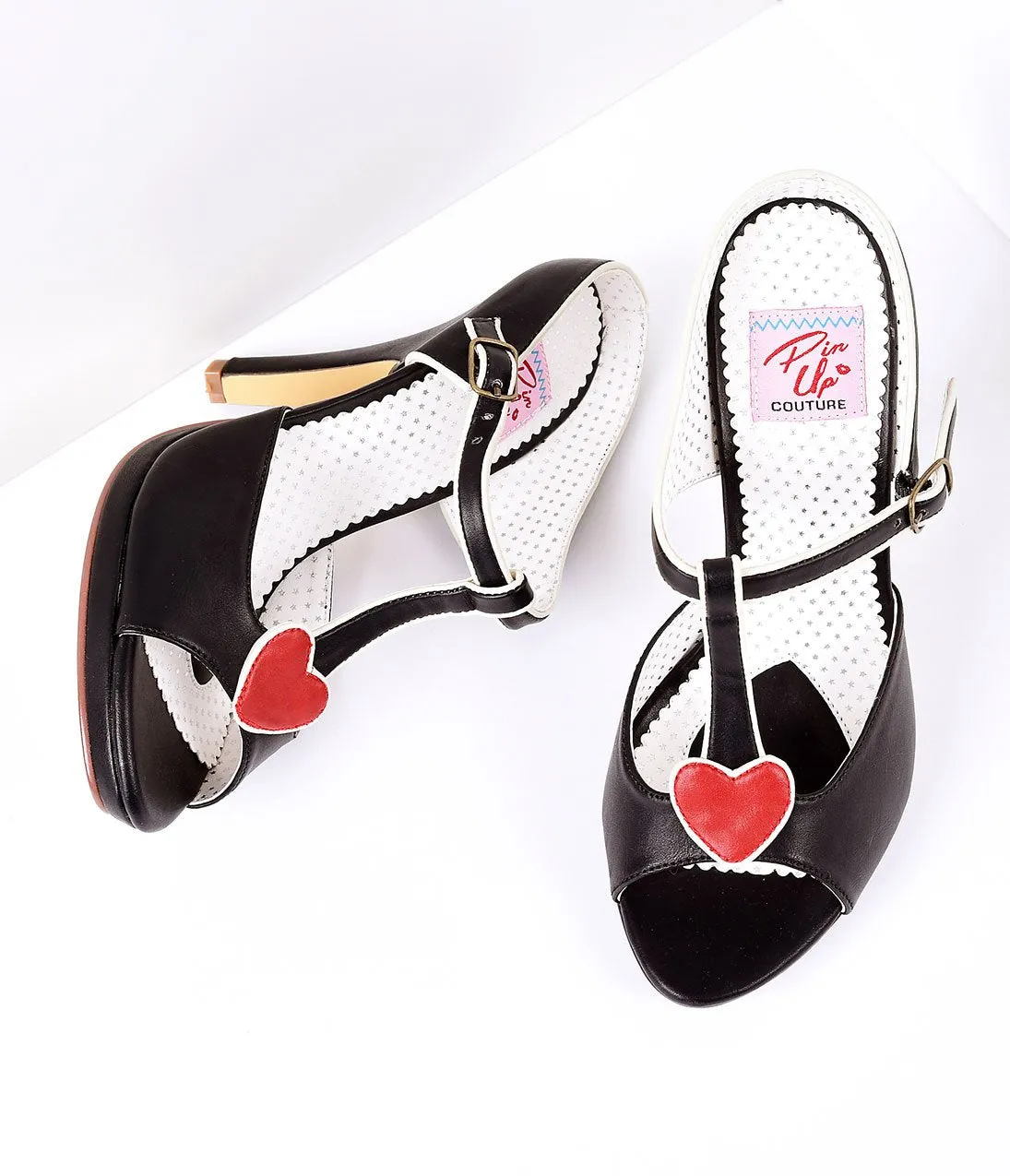 Black Faux Leather Heart Detail Sandal