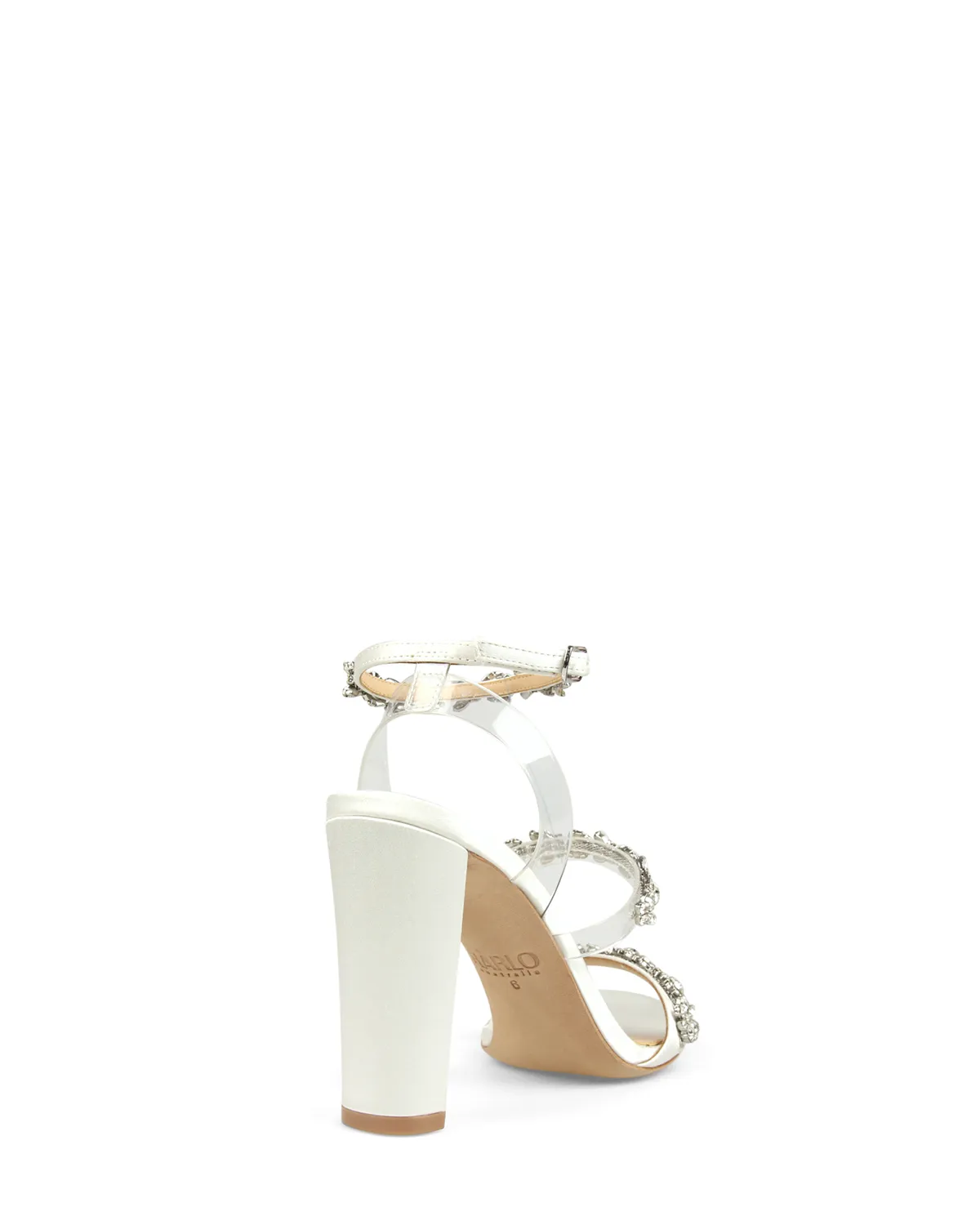 Blake - White Crystal Embellished Evening Block Heel