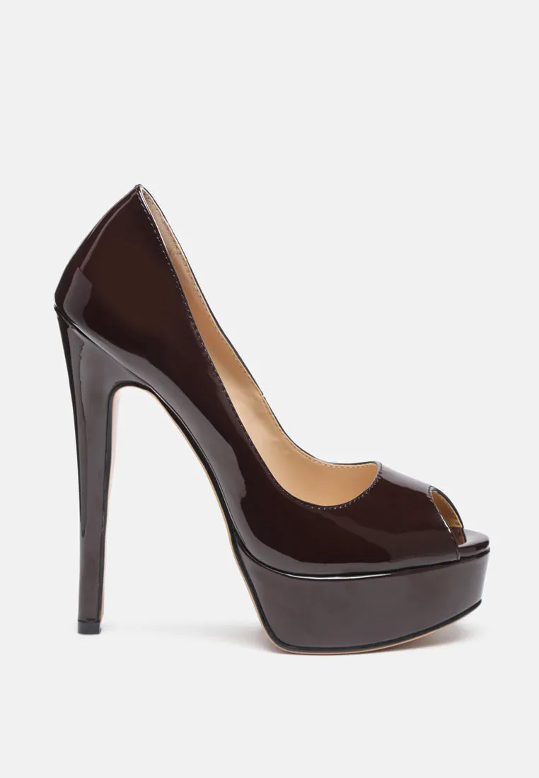 BRIELLE Peep Toe Stiletto Sandals In Espresso