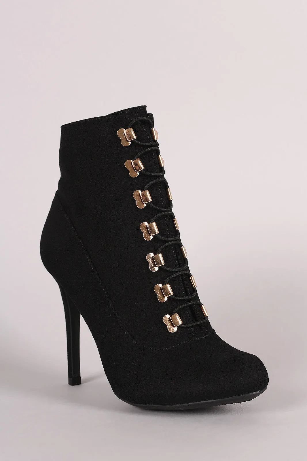 caja -Suede Elastic Lace-Up Stiletto Ankle Boots