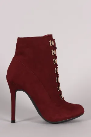 caja -Suede Elastic Lace-Up Stiletto Ankle Boots