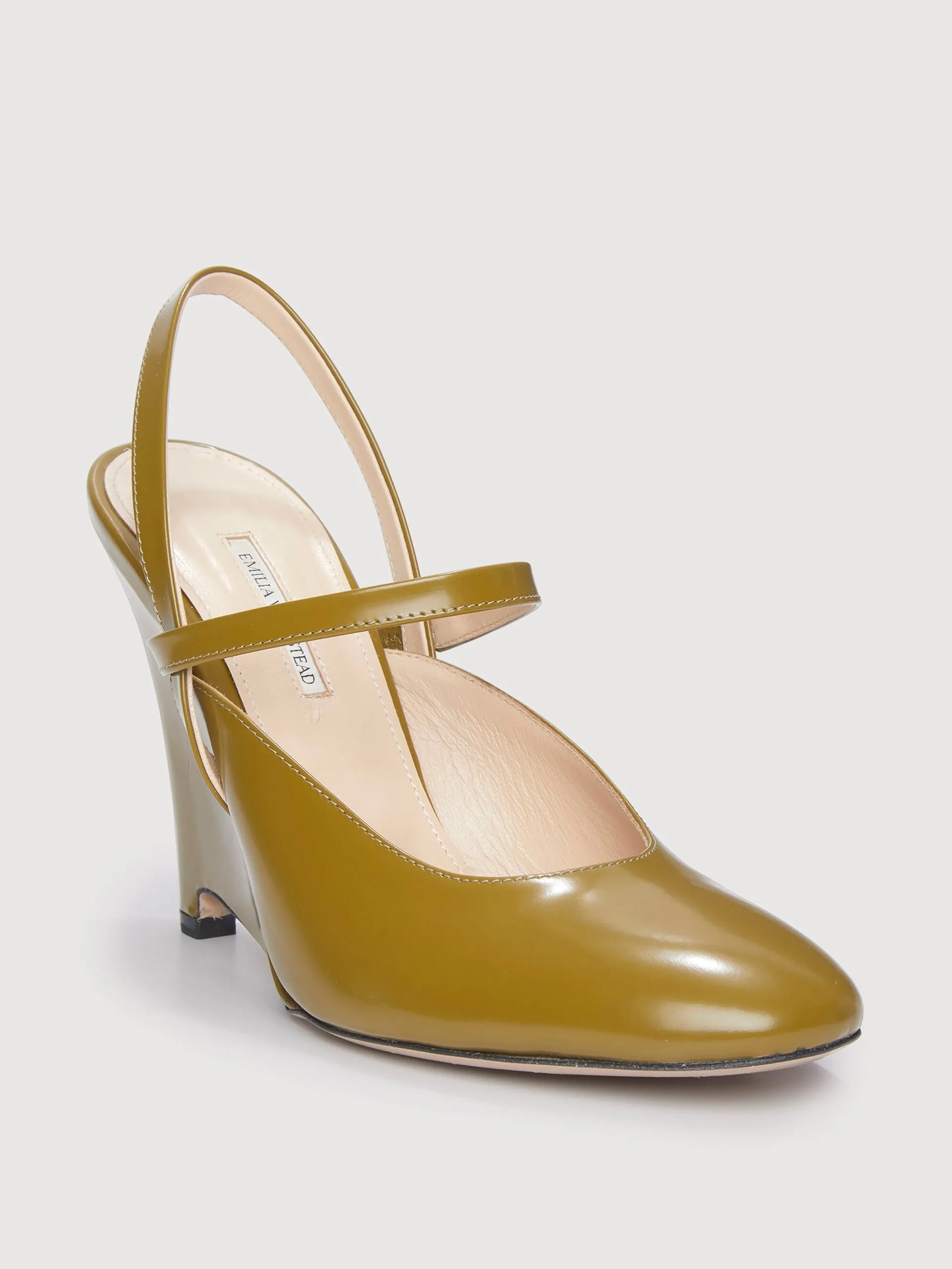 Chartreuse leather Aster wedge heels