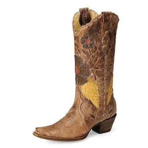 Corral Women's Daisy Overlay Snip Toe Cowgirl Boot - A2048