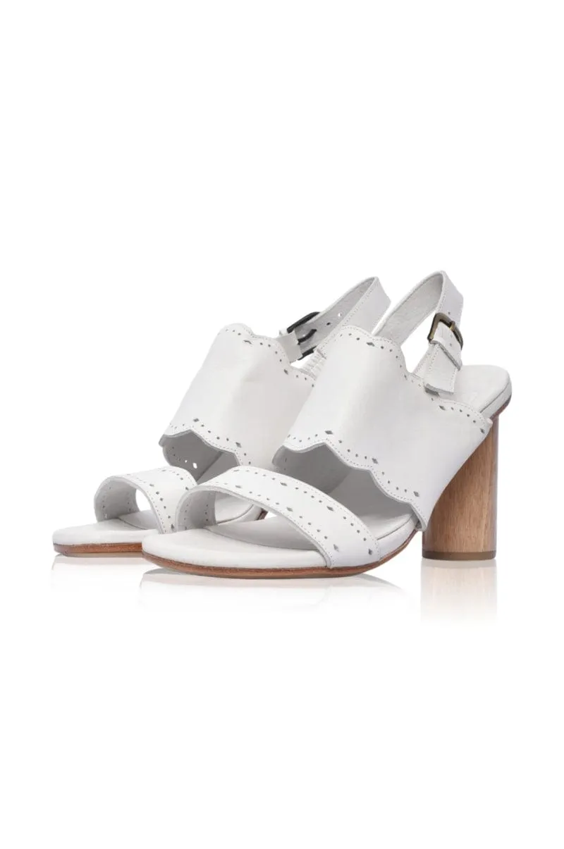 Crystal Glow Leather Heels in White