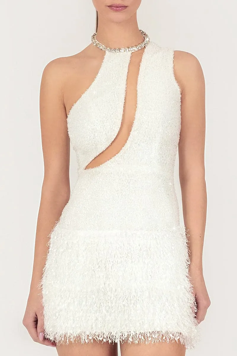 CRYSTAL SEQUIN MINI DRESS