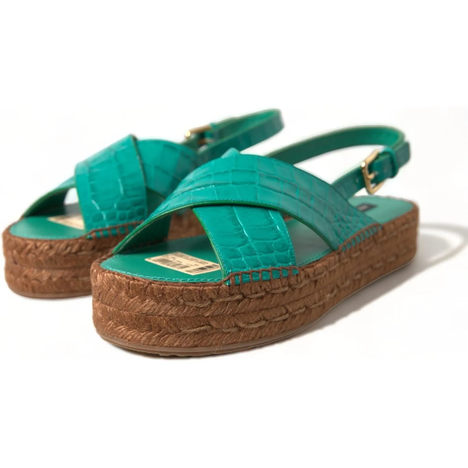 Dolce & Gabbana Elegant Green Espadrille Platform Sandals