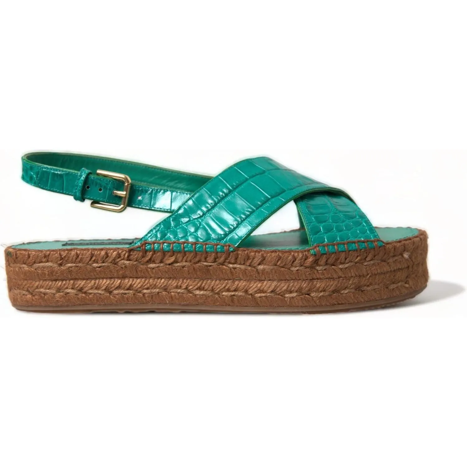 Dolce & Gabbana Elegant Green Espadrille Platform Sandals