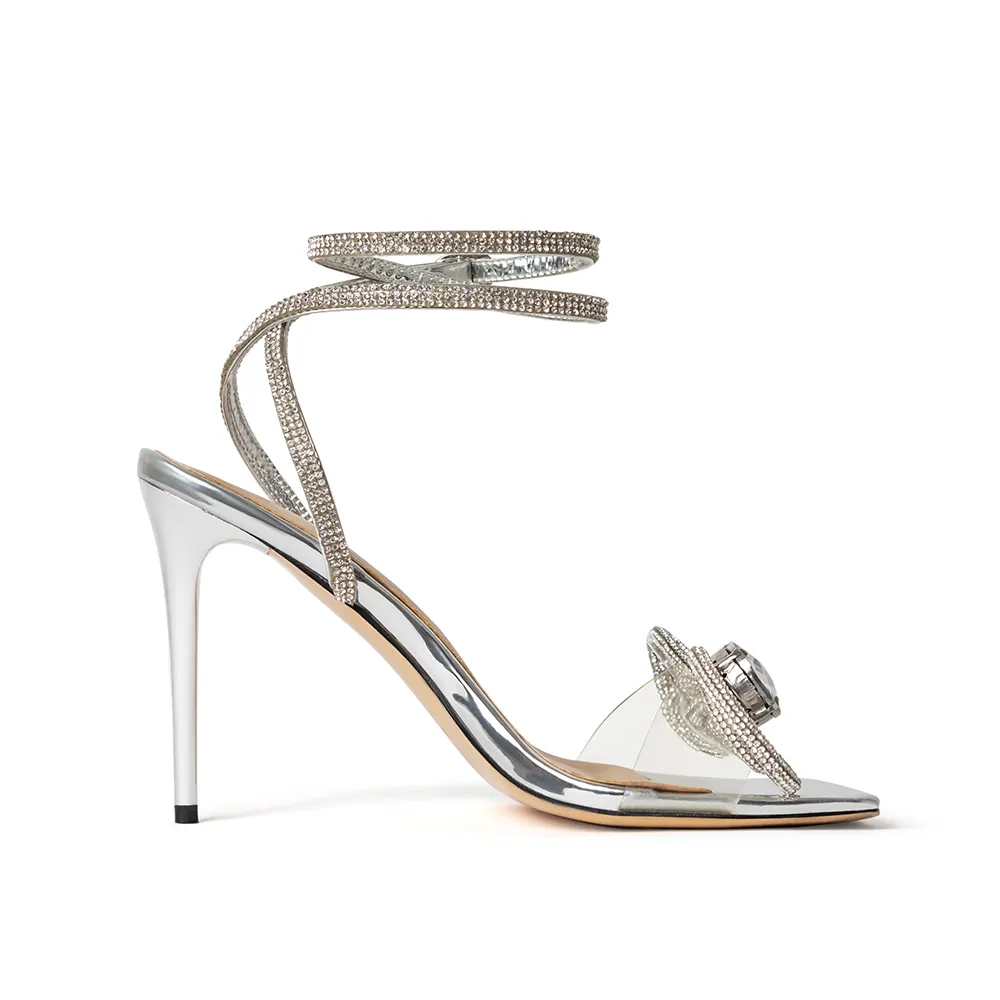 Elizabeth Silver Double Bow Heels