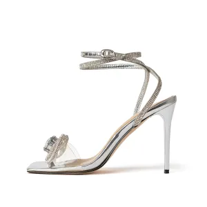 Elizabeth Silver Double Bow Heels