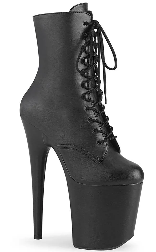 FLAMINGO-1020WR Black Vegan Leather Ankle Boots