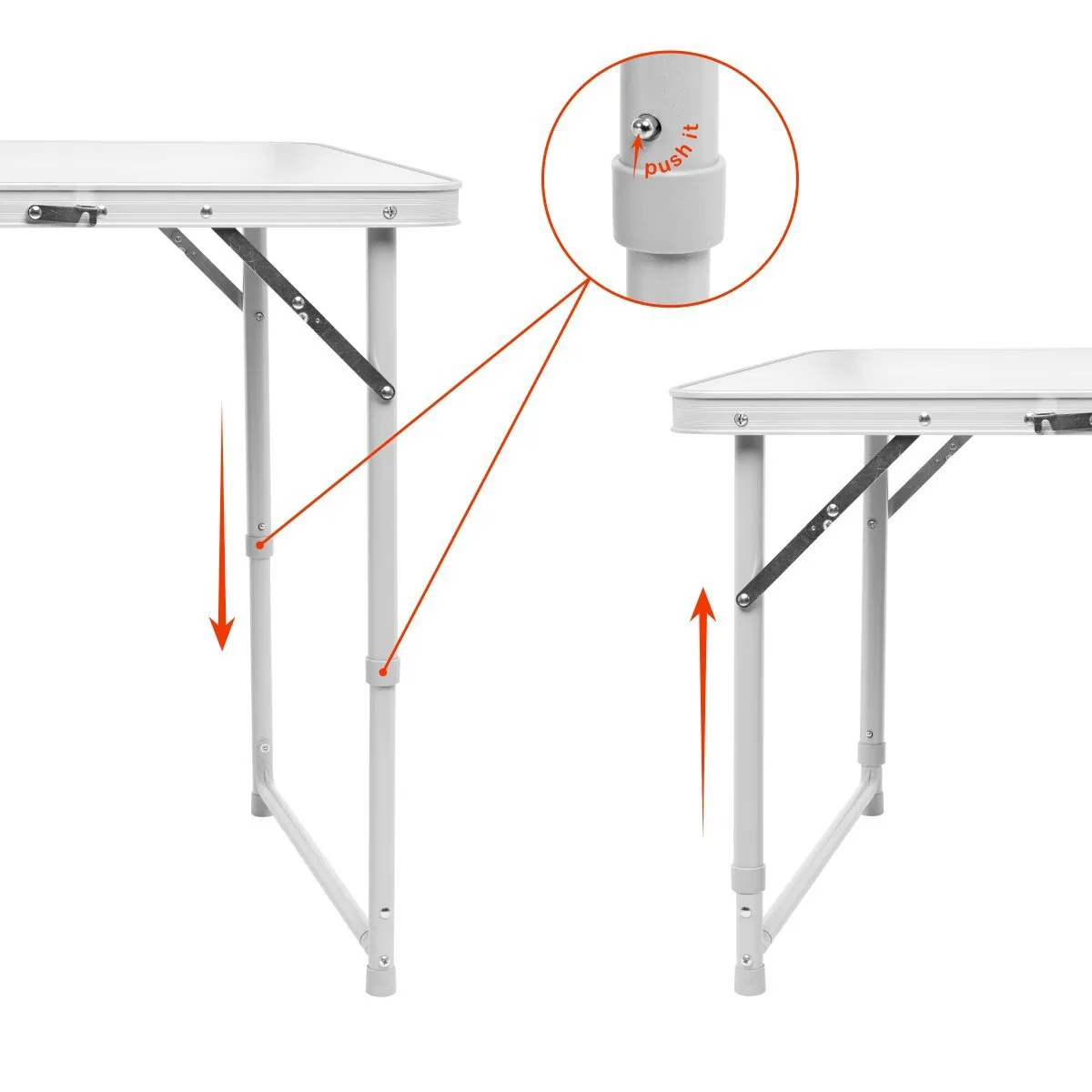 Folding Outdoor Camping Table | Lightweight Aluminum | Adjustable Height | 6 FT Length | CLEARANCE