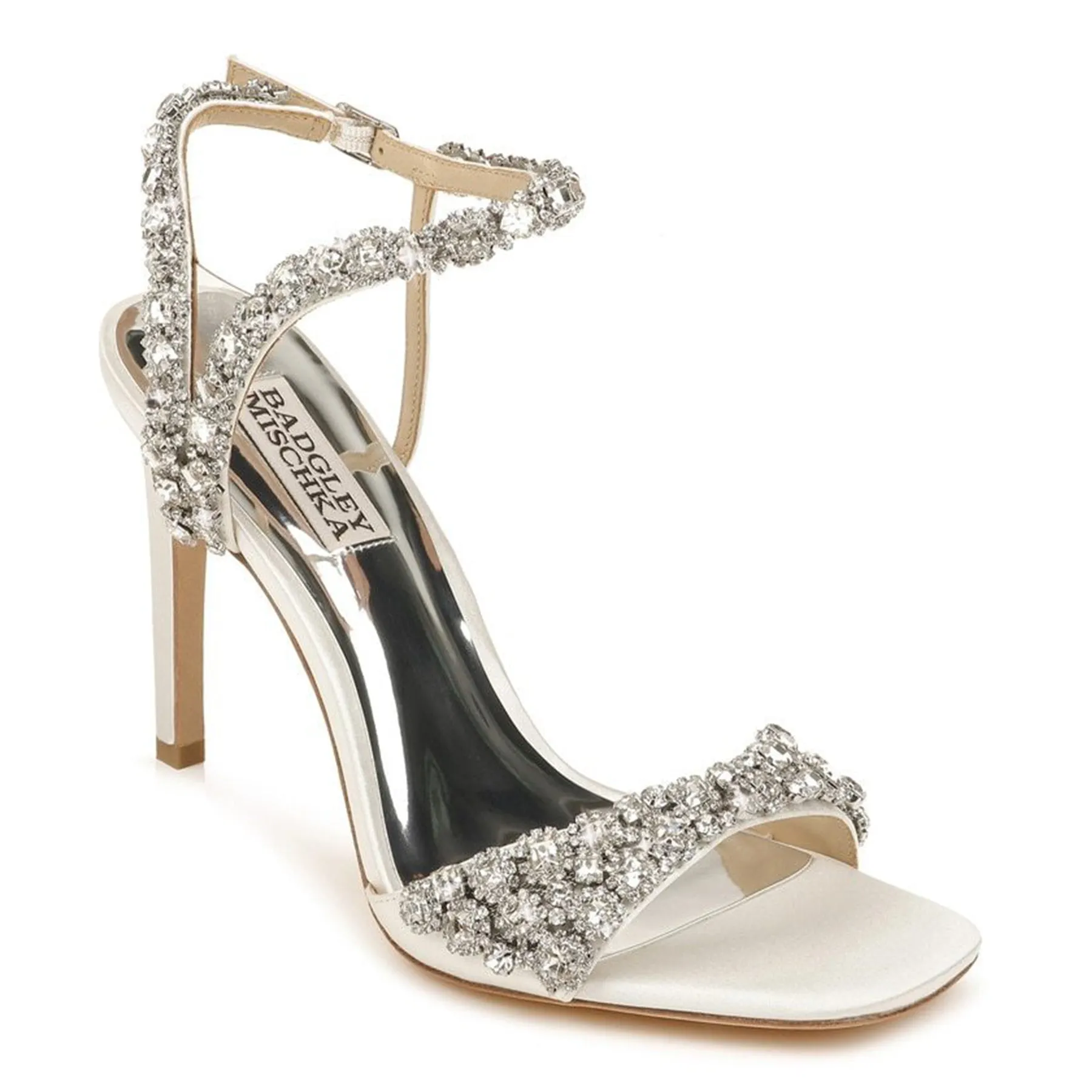 Galia - Crystal Ankle Strap Evening Heels - White