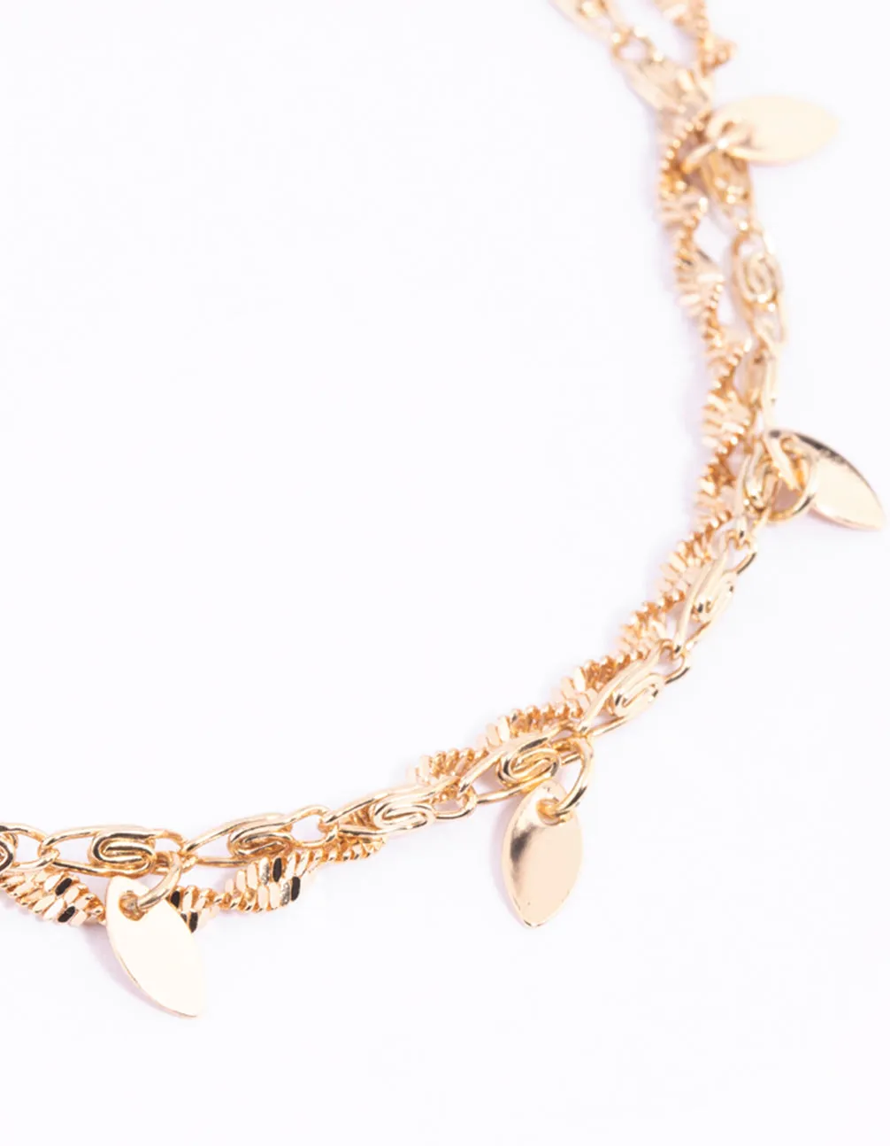 Gold Twisted Leaves Anklet Set