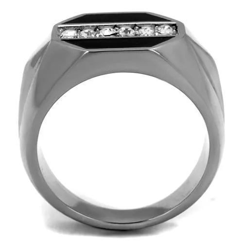 High polished (no plating) Stainless Steel Ring with Top Grade Crystal in Clear for Women Style TK2309