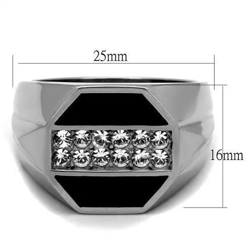 High polished (no plating) Stainless Steel Ring with Top Grade Crystal in Clear for Women Style TK2309