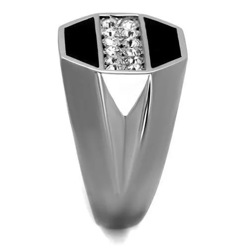 High polished (no plating) Stainless Steel Ring with Top Grade Crystal in Clear for Women Style TK2309