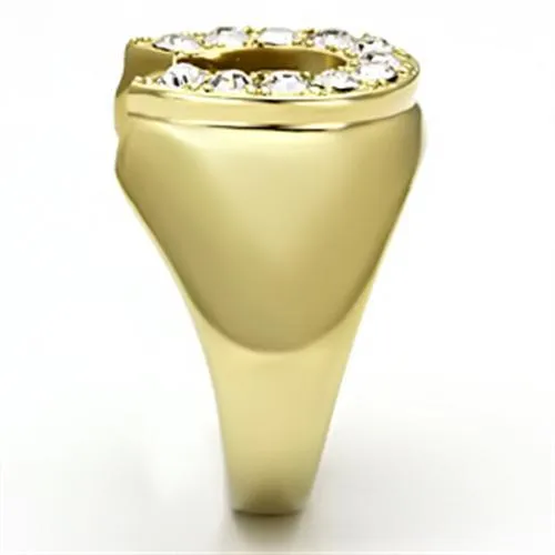 IP Gold(Ion Plating) Stainless Steel Ring with Top Grade Crystal in Clear for Women Style TK717