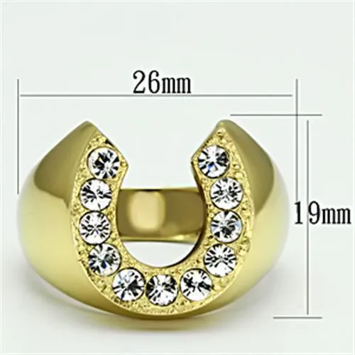 IP Gold(Ion Plating) Stainless Steel Ring with Top Grade Crystal in Clear for Women Style TK717