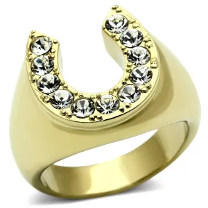 IP Gold(Ion Plating) Stainless Steel Ring with Top Grade Crystal in Clear for Women Style TK717