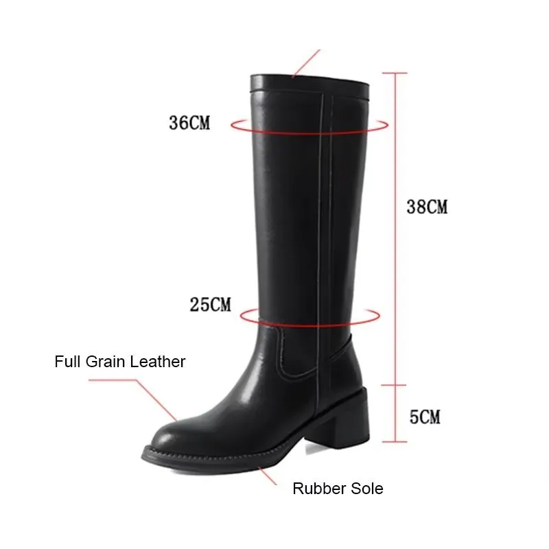 LeatherLuxe Classy Pattern Knee-High Boots