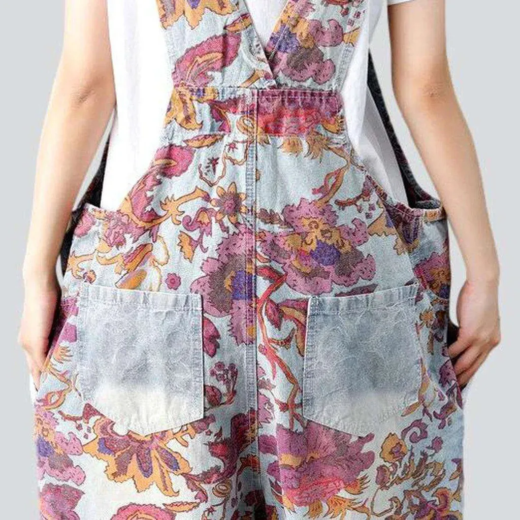 Loose denim overall for women