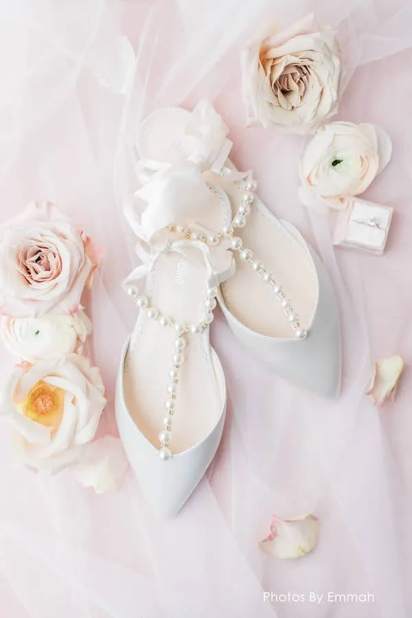 Lucia - Ivory Pearl & Crystal Low Heels