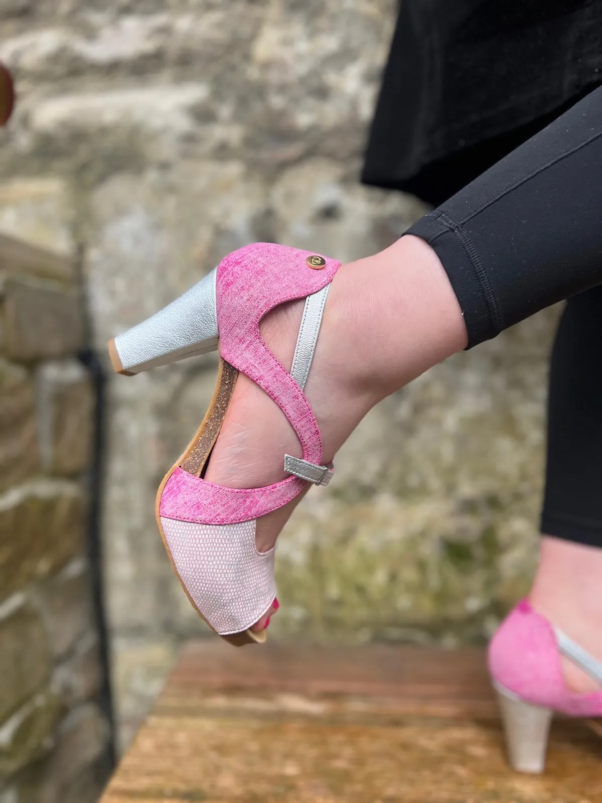 Martini- Pink cork heel shoe