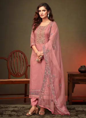 Pink Swaroski Embroidered Indian Pant Suit