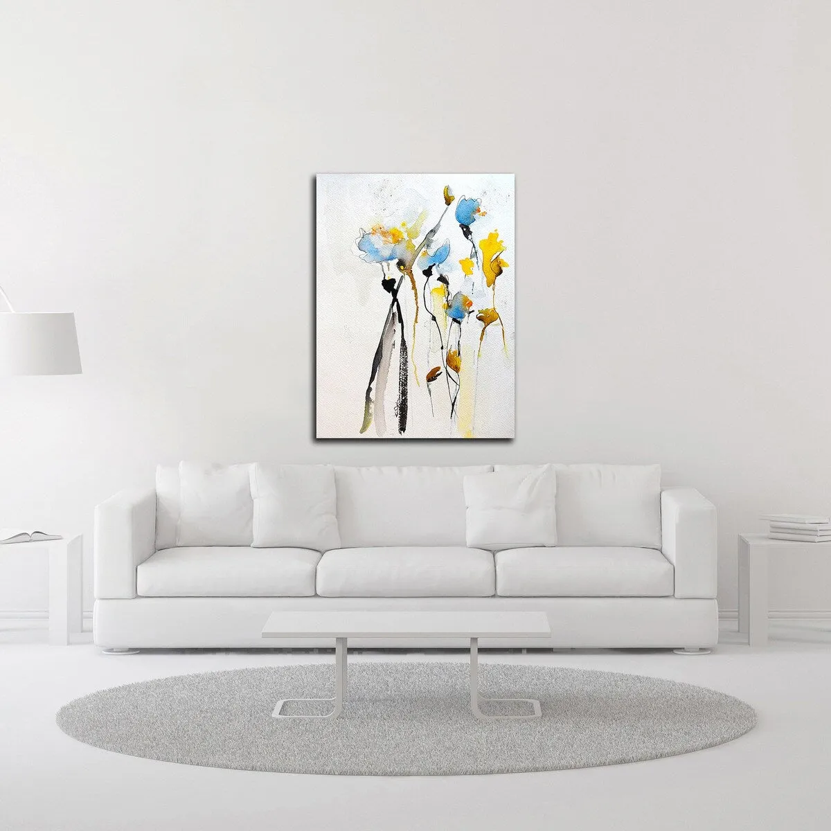 "Blue Flowers Ii" Wrapped Canvas Print Wall Art