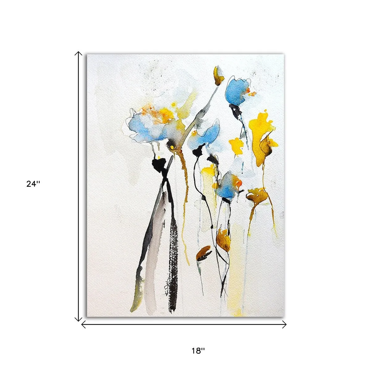 "Blue Flowers Ii" Wrapped Canvas Print Wall Art