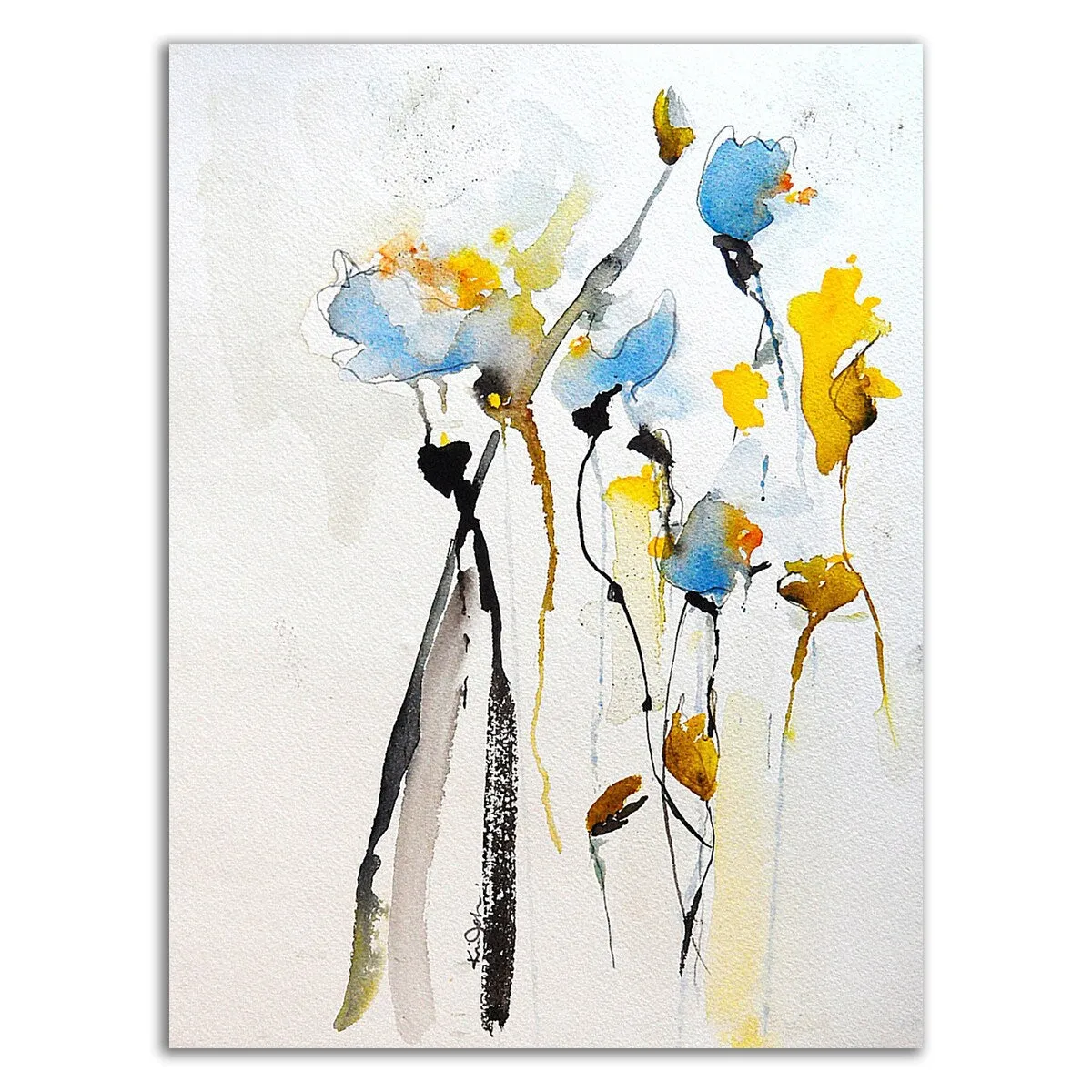 "Blue Flowers Ii" Wrapped Canvas Print Wall Art