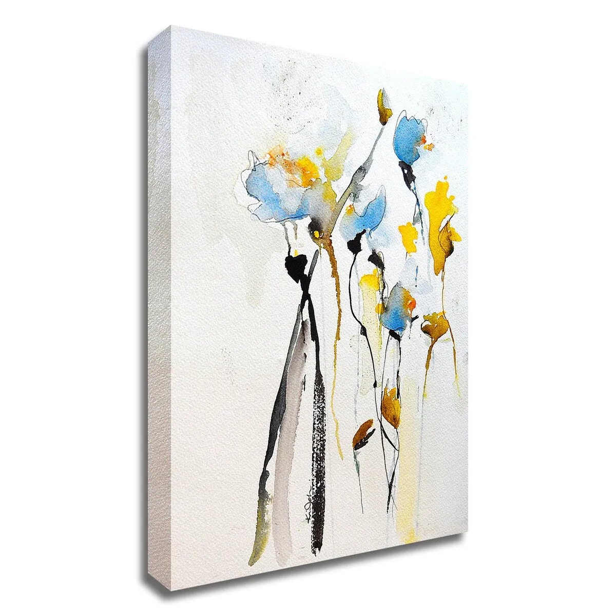 "Blue Flowers Ii" Wrapped Canvas Print Wall Art